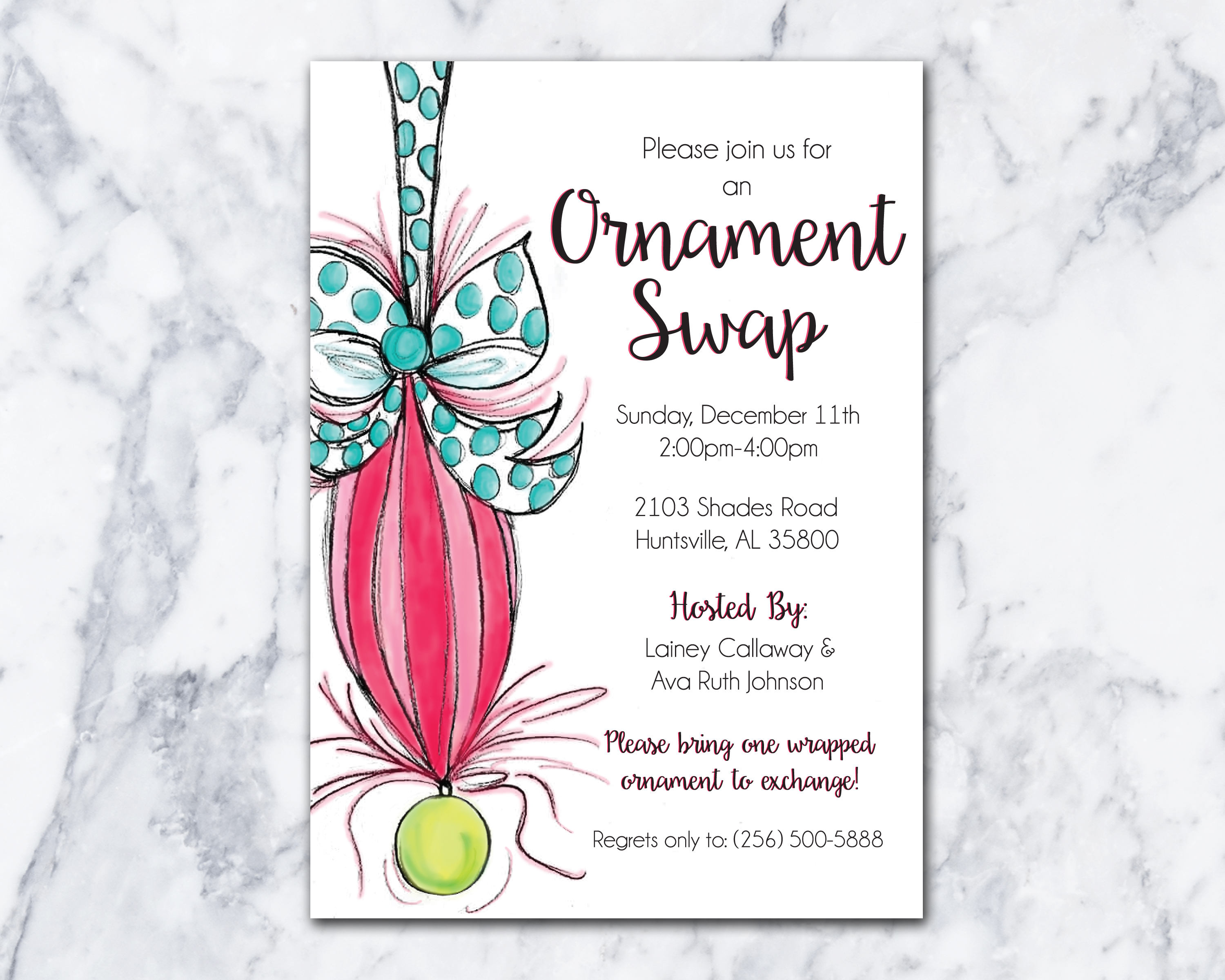 Ornament Swap Holiday Invitation // DIY Printable Etsy