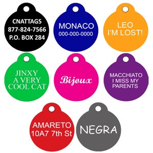 CNATTAGS Pet ID Tags Round Shape, 8 Colors, Personalized Premium Aluminum