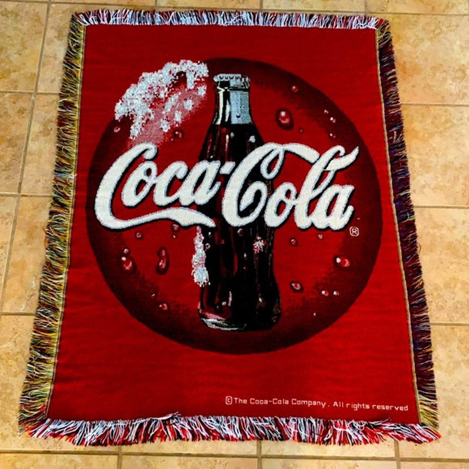 Coca cola vintage blanket throw tapestry red iconic cola | Etsy