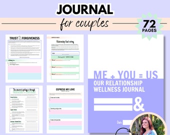 Relationship Wellness Activity Journal, Self-help workbook, printable worksheets + planner for couples, relationships, marriage, + self love