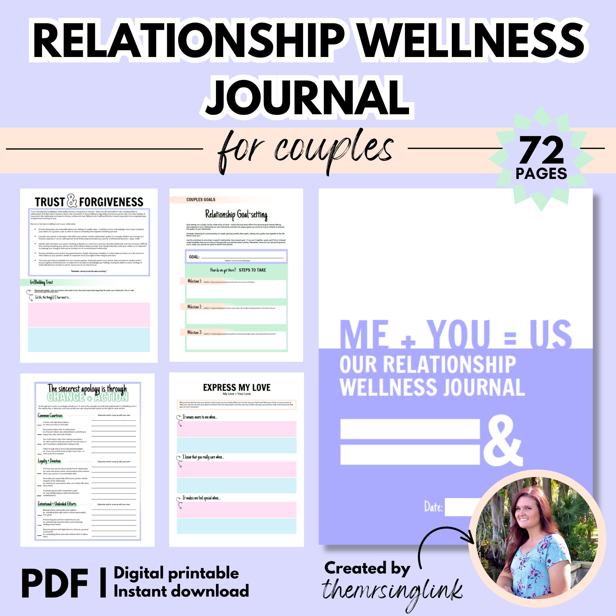 Relationship Journal Weekly Relationship Tracker Couples Journal  Relationship Tracker Template Printable Template A4 and US Letter 
