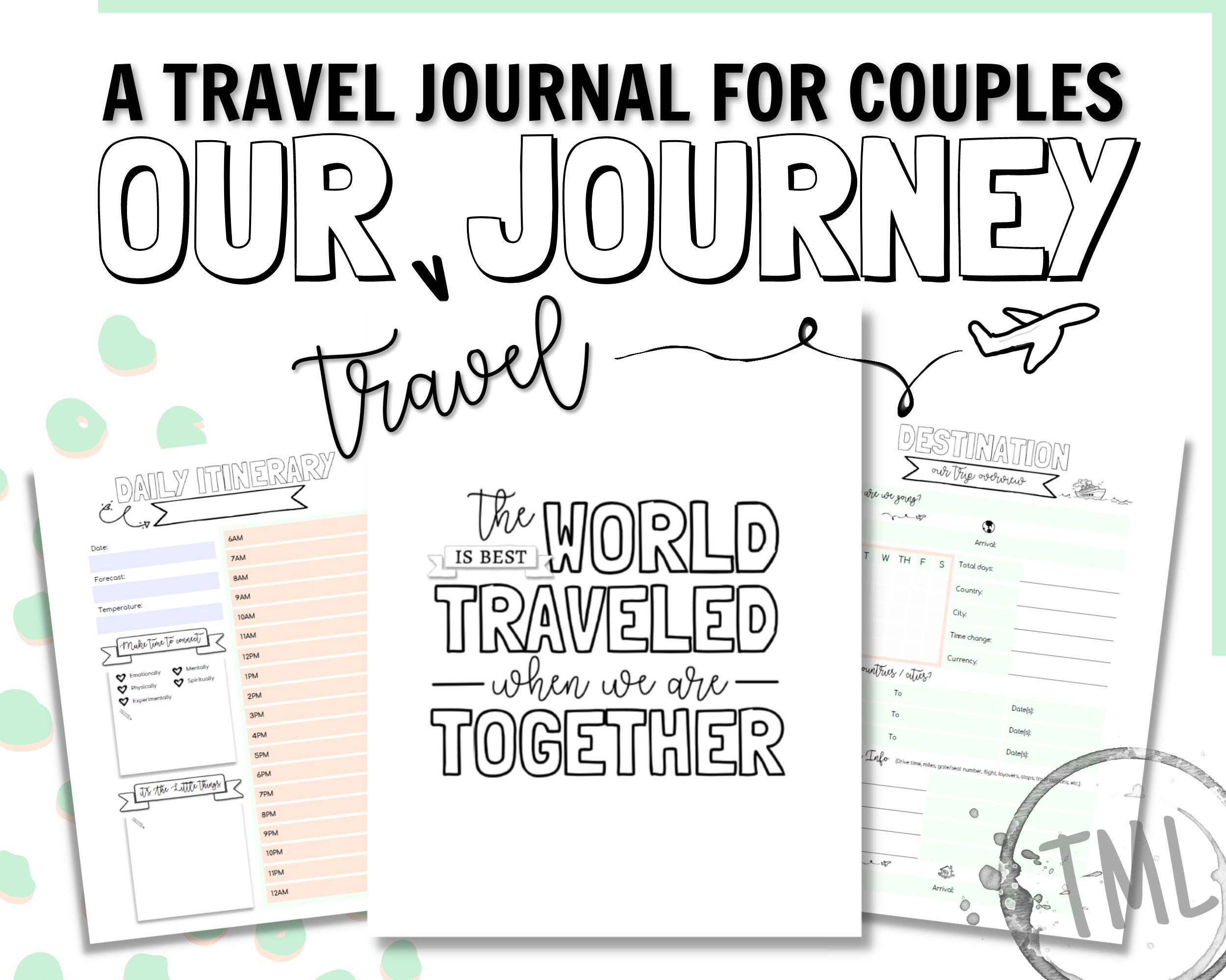 Our Travel Journey, Adventure Journal FOR COUPLES, Printable Vacation / Day  Trip Planner, for Him and Her, for Relationships and Marriage 