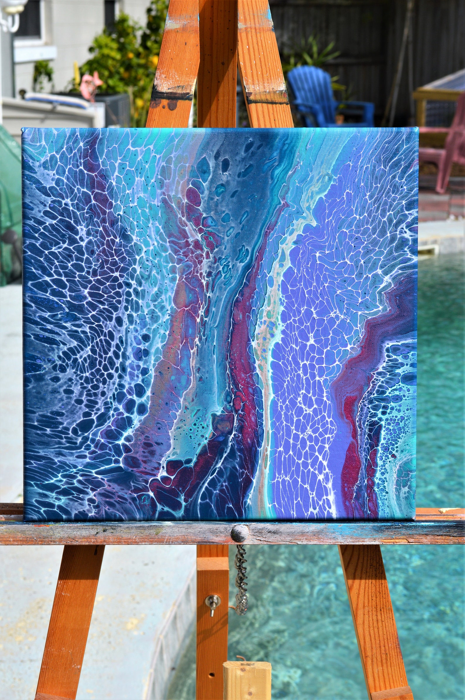 12x12 Original Acrylic Pour Painting Original Abstract Etsy