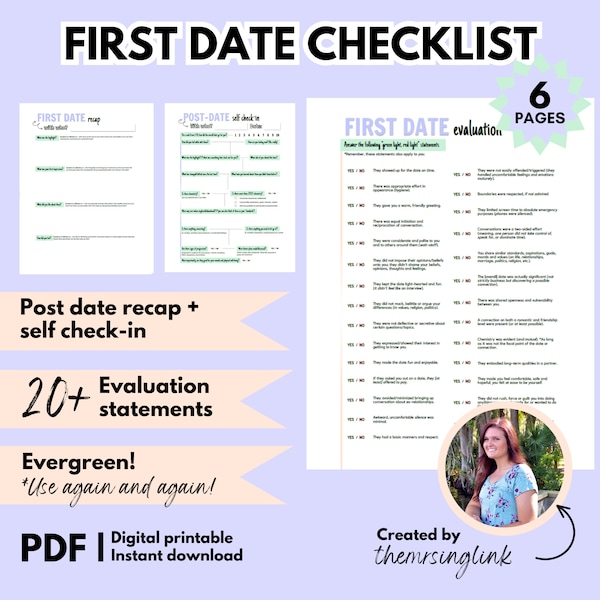 First Date Checklist, A dating guide to finding the right partner, Post date evaluation + self check-in