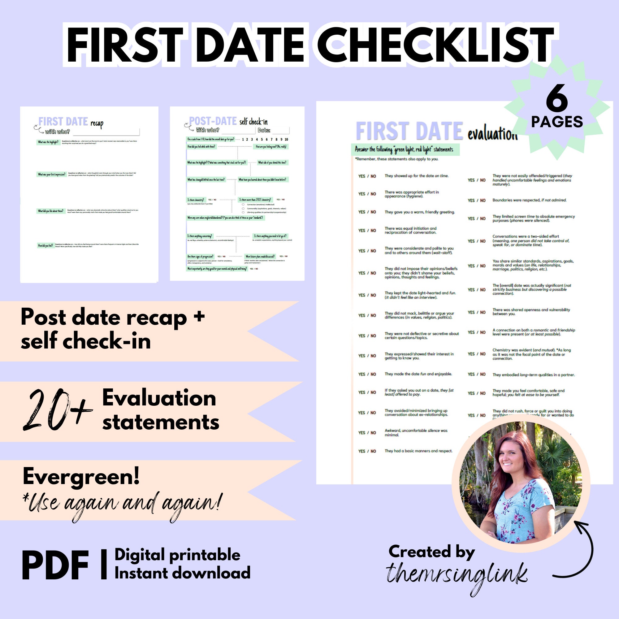 First Date Checklist, A Dating Guide to Finding the Right Partner, Post Date Evaluation Self