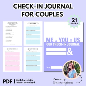 Check-In Journal for Couples Goals DIY Planner Relationship Growth Workbook Motivational Reflection Worksheets