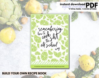 Remembering How to Cook Sh!t | A recipe book for cooking the "old school" way, Fun + Cheeky printable for food lovers, Meal planner calendar