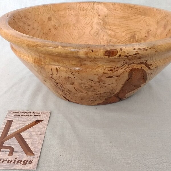 Bol en bois tournées. Bol à fruit grand fabriqué à partir de Burr Oak
