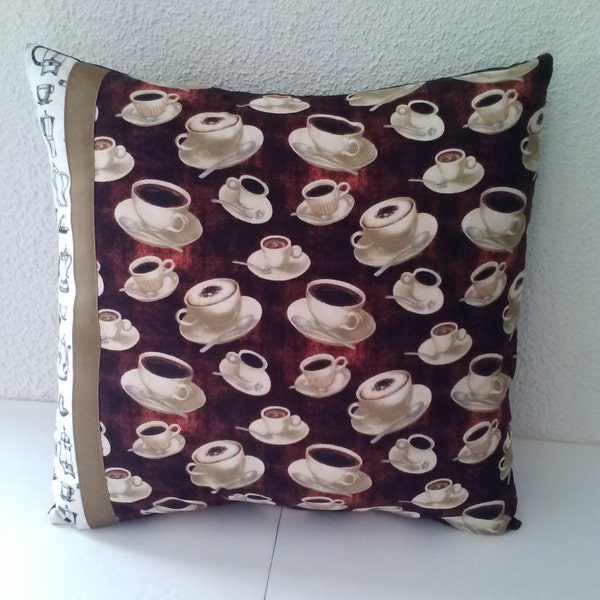 Housse de coussin café, coussin tasses à café, coussin café, cadeau café, cadeau cuisine, cadeau gourmand, taie d'oreiller décorative, coussin décoratif, cadeaux