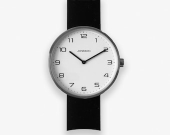 BLACK UNISEX WATCH  Minimalist Watches, Stainless Steel Watches, Bauhaus Style Watches, Black and White Watches, Japanese Quartz Watches