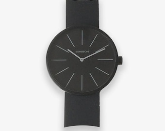 BLACK UNISEX WATCH  Minimalist Watches, Stainless Steel Watches, Bauhaus Style Watches, All Black with Grey Watches, Japanese Quartz Watches