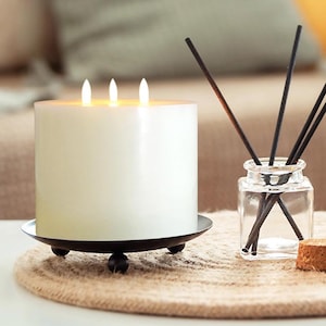 FLAMELESS CANDLE  Flameless Pillar Candle, Realistic Battery Non-Flame Candle, L.E.D. Pillar Candle, Paraffin Wax Pillar Candle w/Remote