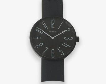 BLACK UNISEX WATCH  Minimalist Watches, Stainless Steel Watches, Bauhaus Style Watches, All Black with Grey Watches, Japanese Quartz Watches