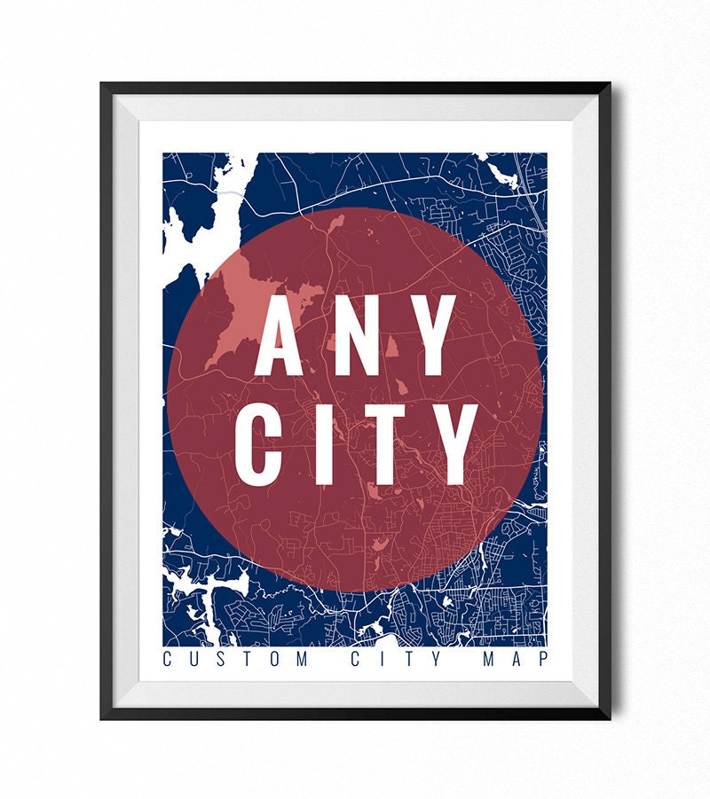 Custom map art print - Any City in the world  - Custom city Map / Pri…