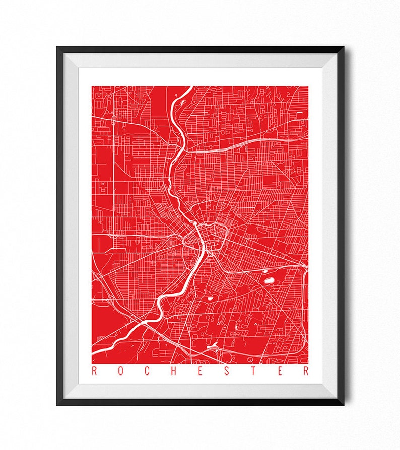 ROCHESTER Map Art Print / New York Poster / Rochester Wall Art | Etsy
