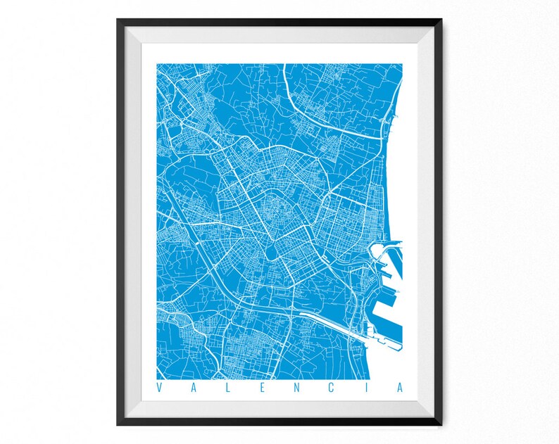VALENCIA Map Art Print Spain Poster Valencia Wall Art Decor Choose Size and Color