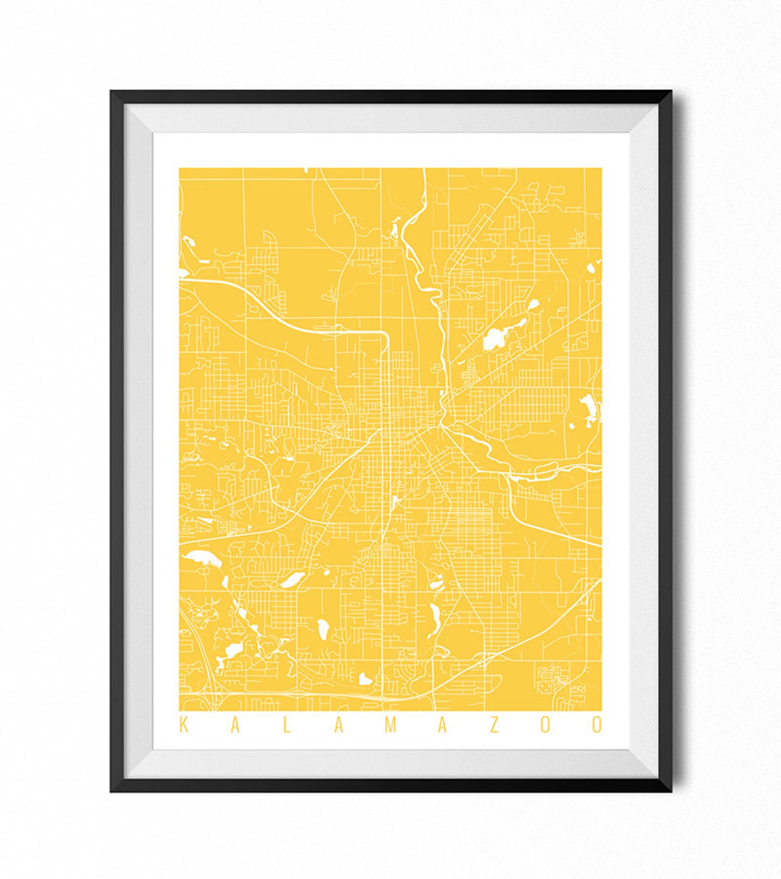 KALAMAZOO Map Art Print / Michigan Poster / Kalamazoo Wall Art Etsy