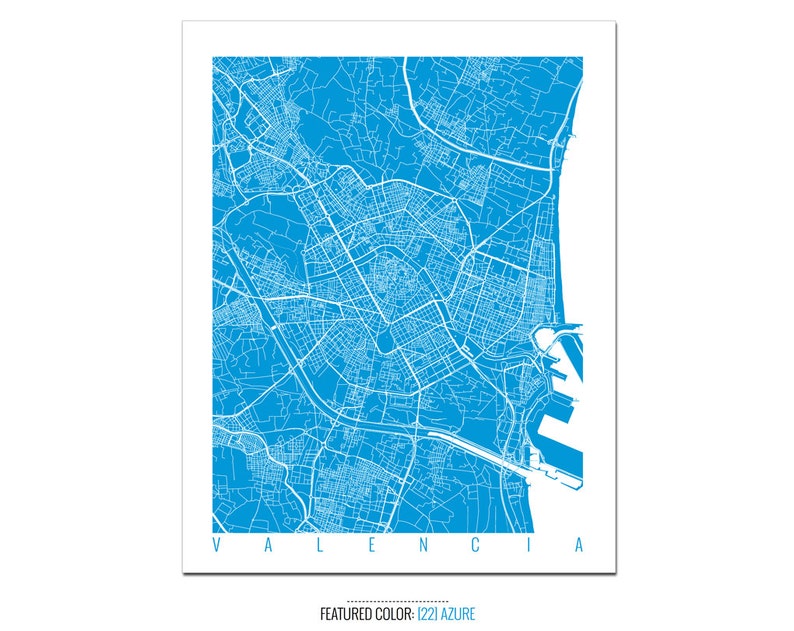VALENCIA Map Art Print Spain Poster Valencia Wall Art Decor Choose Size and Color