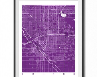 FRESNO Map Art Print / California Poster / Fresno Wall Art Decor / Choose Size and Color