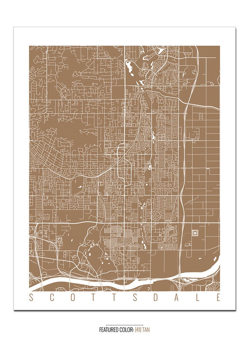 SCOTTSDALE Map Art Print / Arizona Poster / Scottsdale Wall | Etsy