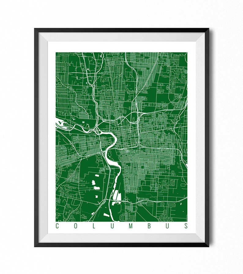 COLUMBUS Map Art Print / Ohio Poster / Columbus Wall Art Decor Etsy