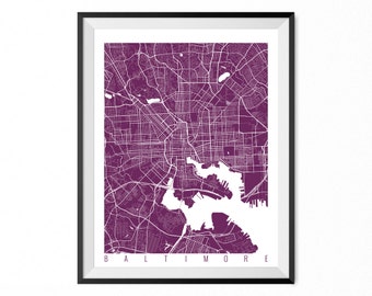 Baltimore City Map Art Print / Baltimore Poster / Baltimore Wall Art / Maryland Gift/ Maryland home decor