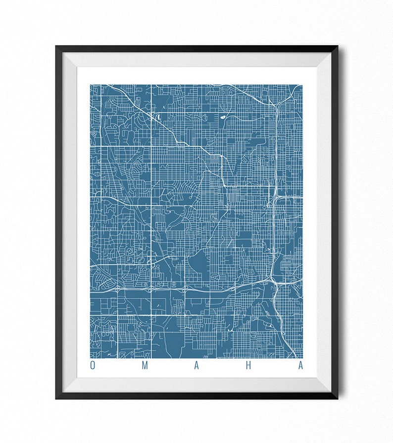 OMAHA Map Art Print / Nebraska Poster / Omaha Wall Art Decor / Etsy