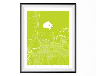 CASPER Map Art Print / Wyoming Poster / Casper Wall Art Decor / Choose Size and Color