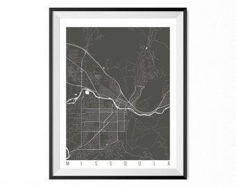 Missoula Map Art Print / Missoula City Poster / Missoula Wall Art / Montana/ Gift / Montana home decor