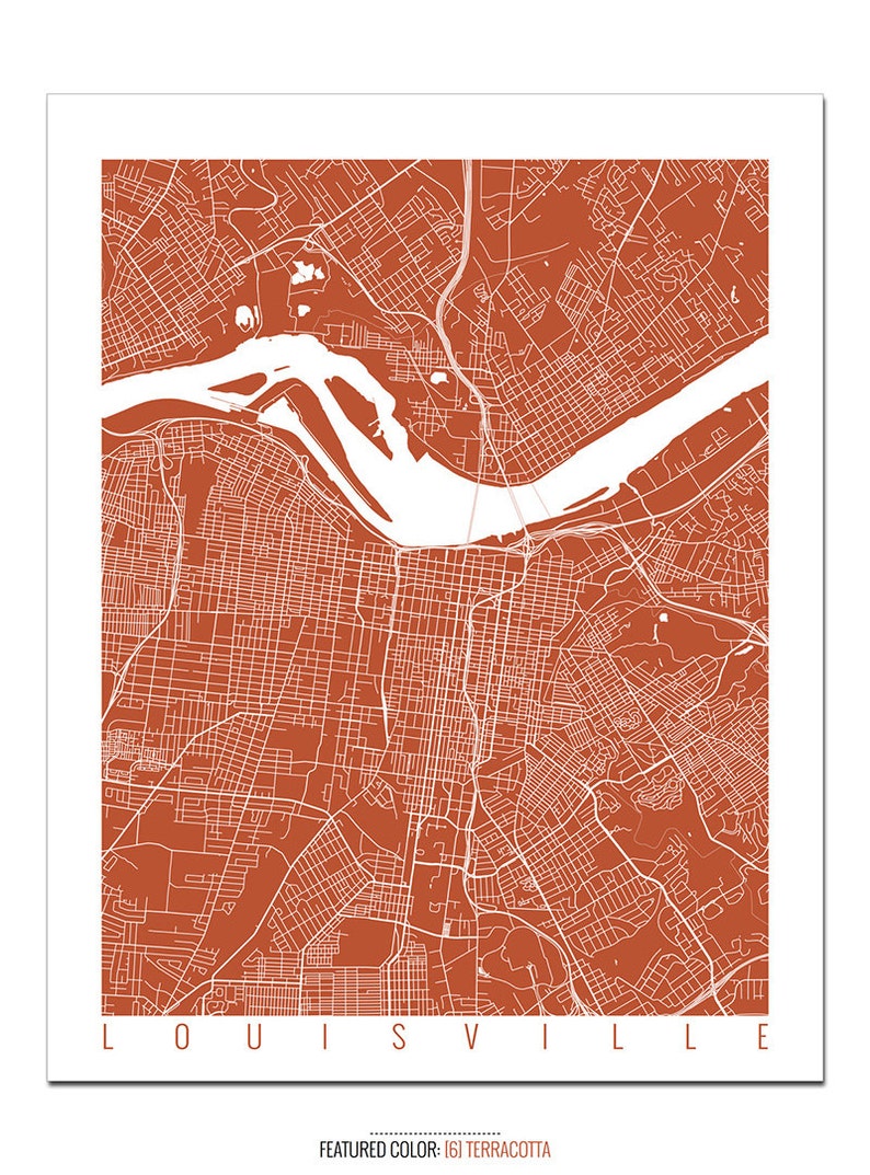 LOUISVILLE Map Art Print / Kentucky Poster / Louisville Wall Etsy