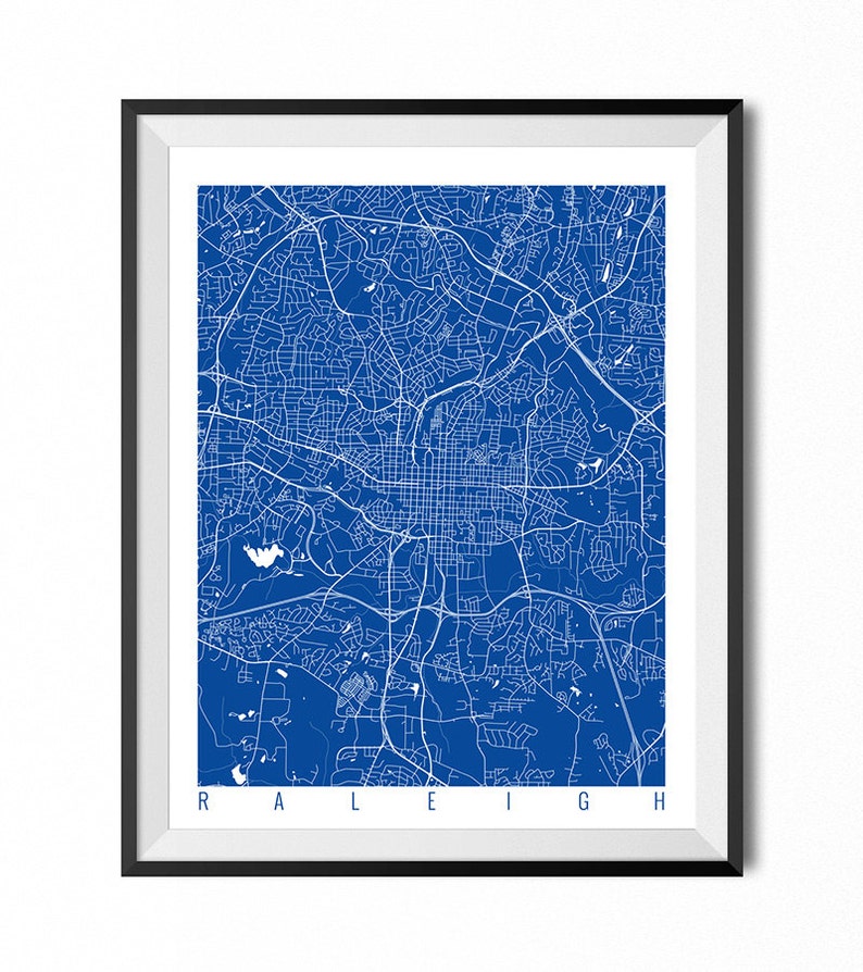 RALEIGH Map Art Print / North Carolina Poster / Raleigh Wall Etsy