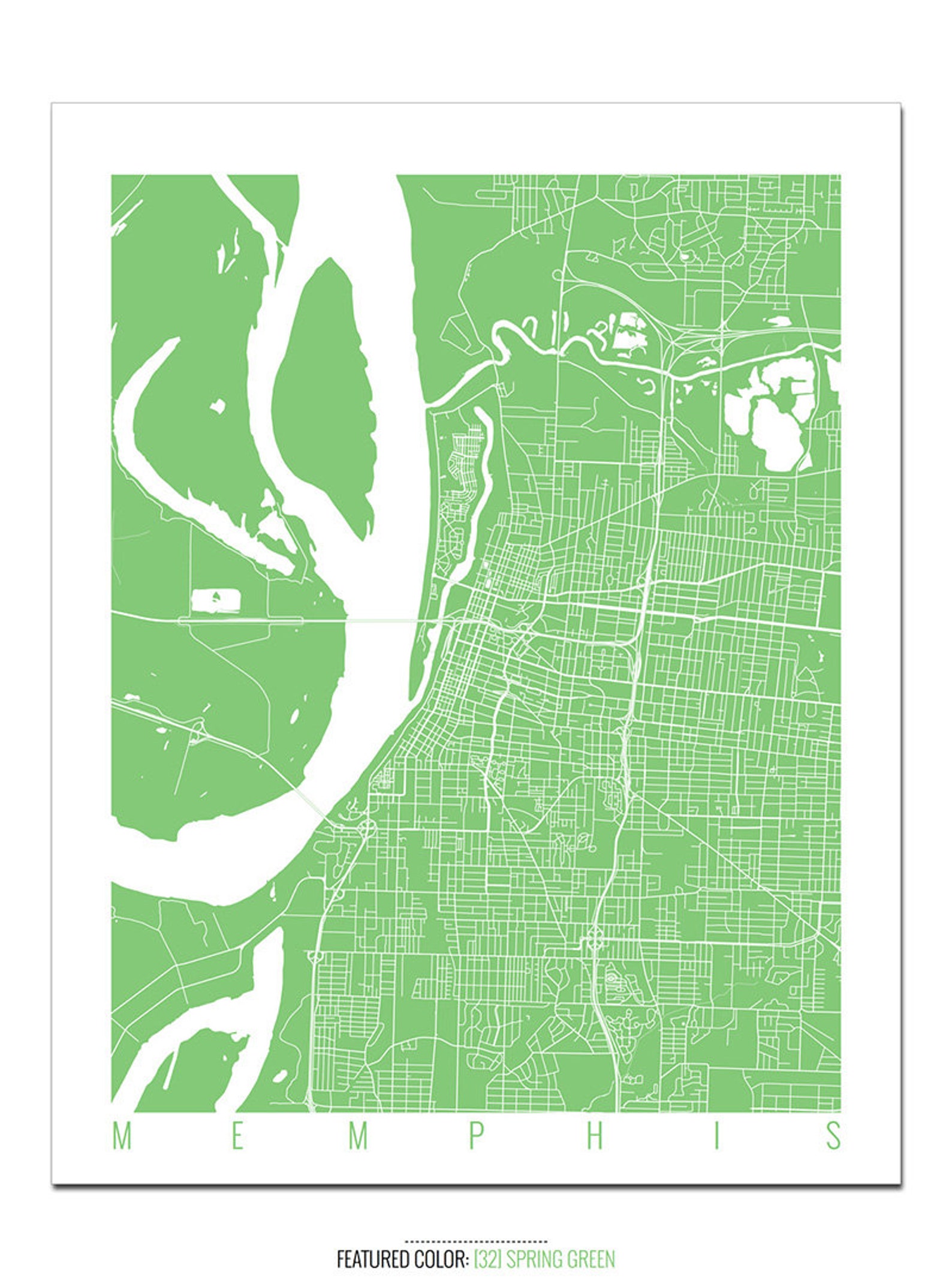 MEMPHIS Map Art Print / Tennessee Poster / Memphis Wall Art Etsy