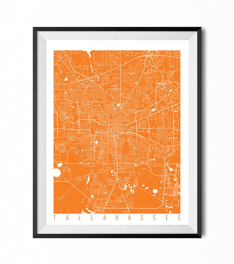 TALLAHASSEE Map Art Print / Florida Poster / Tallahassee Wall Etsy
