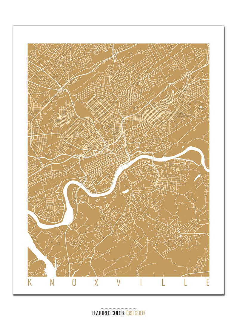 KNOXVILLE Map Art Print / Tennessee Poster / Knoxville Wall Etsy
