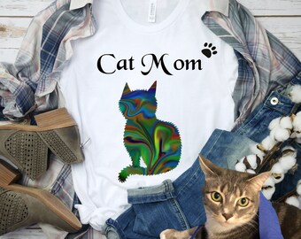 Cat Mom Shirt is perfect for Cat Mamas. | Cat lovers - great gift for yourself or a friend.| Pet lovers will appreciate this soft cat shirt.