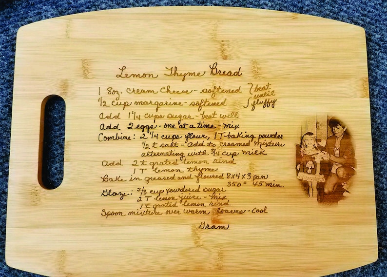 Custom Laser Engraved Cutting Board With a Handwritten Recipe Etsy