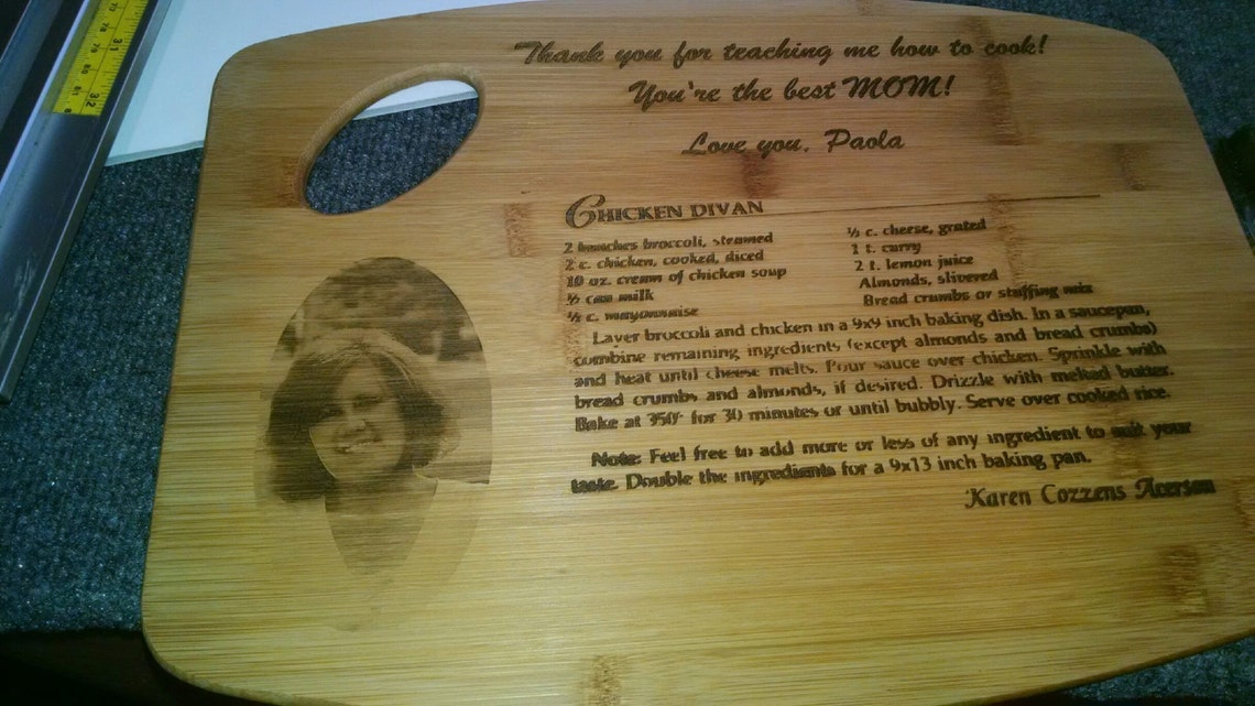 Custom Laser Engraved Cutting Board With a Handwritten Recipe Etsy