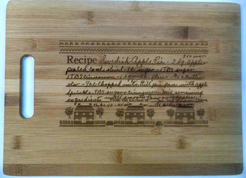 Custom Laser Engraved cutting board with a handwritten recipe Etsy