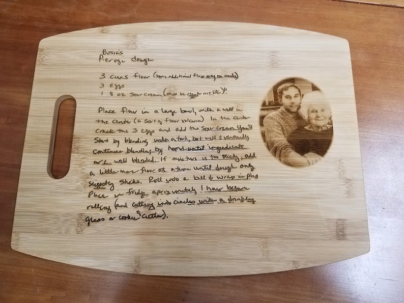 Custom Laser Engraved Cutting Board With a Handwritten Recipe Etsy