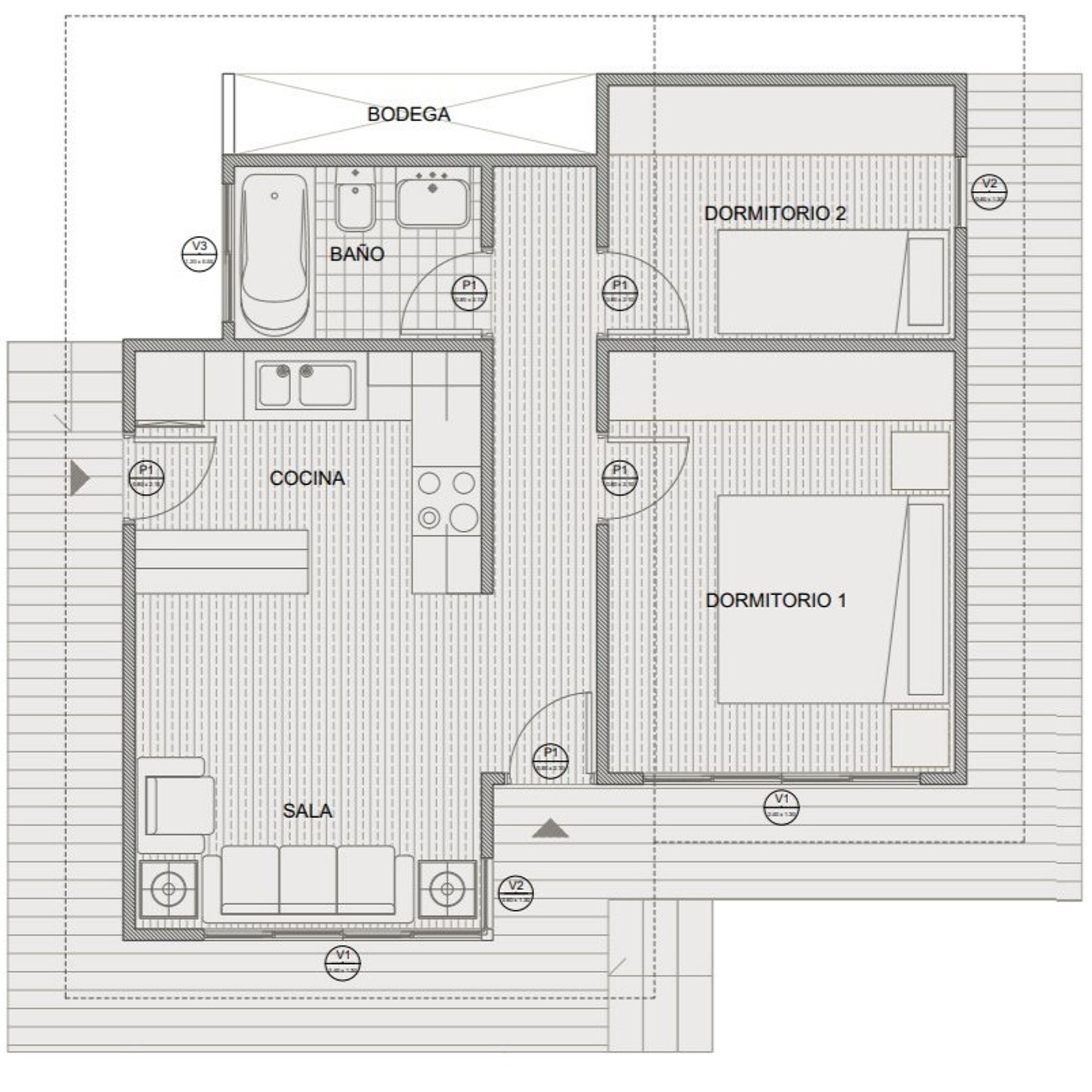 Tiny House Floor Plan | 2 Bedroom | Floor Plan | Small Cottage | Tiny ...