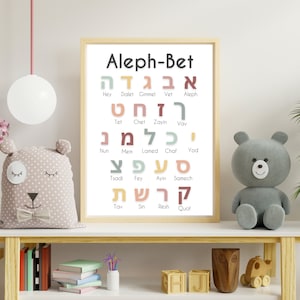 Cartel del alfabeto hebreo / Apuesta Aleph imprimible / Alfabeto / Arco iris / Arte de la pared / Escuela en el hogar / Educativo / Escuela hebrea / Decoración del aula