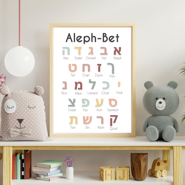 Hebrew Alphabet Poster | Aleph Bet Printable | Alphabet | Rainbow | Wall Art | Homeschool | Educational | Hebrew School | Classroom Decor