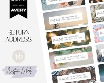 16 Custom Photo Return Address Labels - Print at Home or Ship from Avery