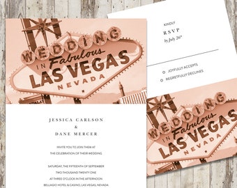 Las Vegas Wedding Invitation, Blush Pink RSVP Card (Instant Download)