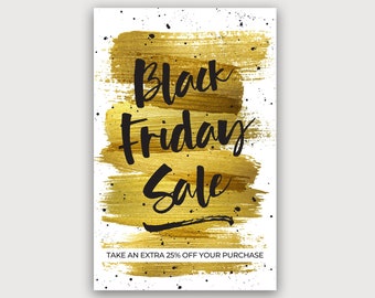 Retail Business Gold Black Friday Sale Poster / Sign Template for Store Window