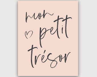 French Nursery Poster – Mon Petit Trésor, Baby Room Decor (Digital Download)