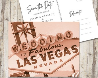 Las Vegas Wedding Save the Date Postcard, Blush Printable (Digital Template)