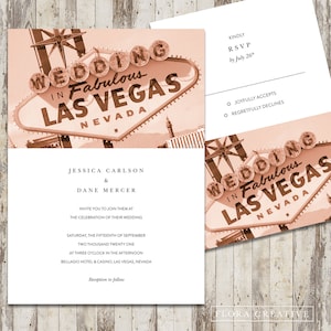 Matrimonio nella favolosa Las Vegas, Nevada Invito a nozze stampabile e cartolina di risposta RSVP, Blush - Download istantaneo