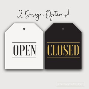 Open / Closed Hanging Retail Business Sign & Template for Store Window