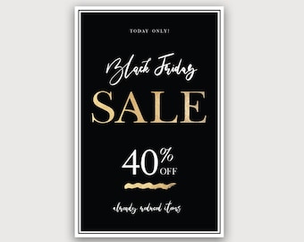Retail Business Gold Black Friday Sale Poster / Sign Template for Store Window